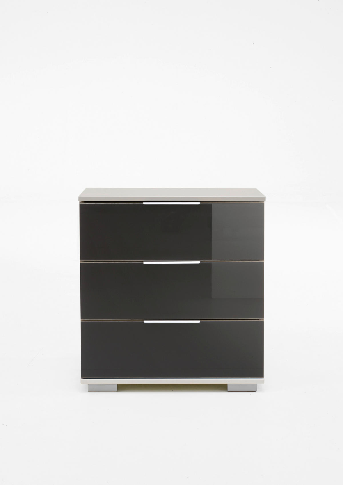 NOĆNI ORMARIĆ siva, bijela   - bijela/siva, Moderno, staklo/drvni materijal (52/58/38cm) - Carryhome