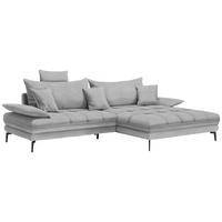 ECKSOFA PRATO Silberfarben Webstoff  - Silberfarben/Schwarz, MODERN, Textil/Metall (292/176cm) - MID.YOU