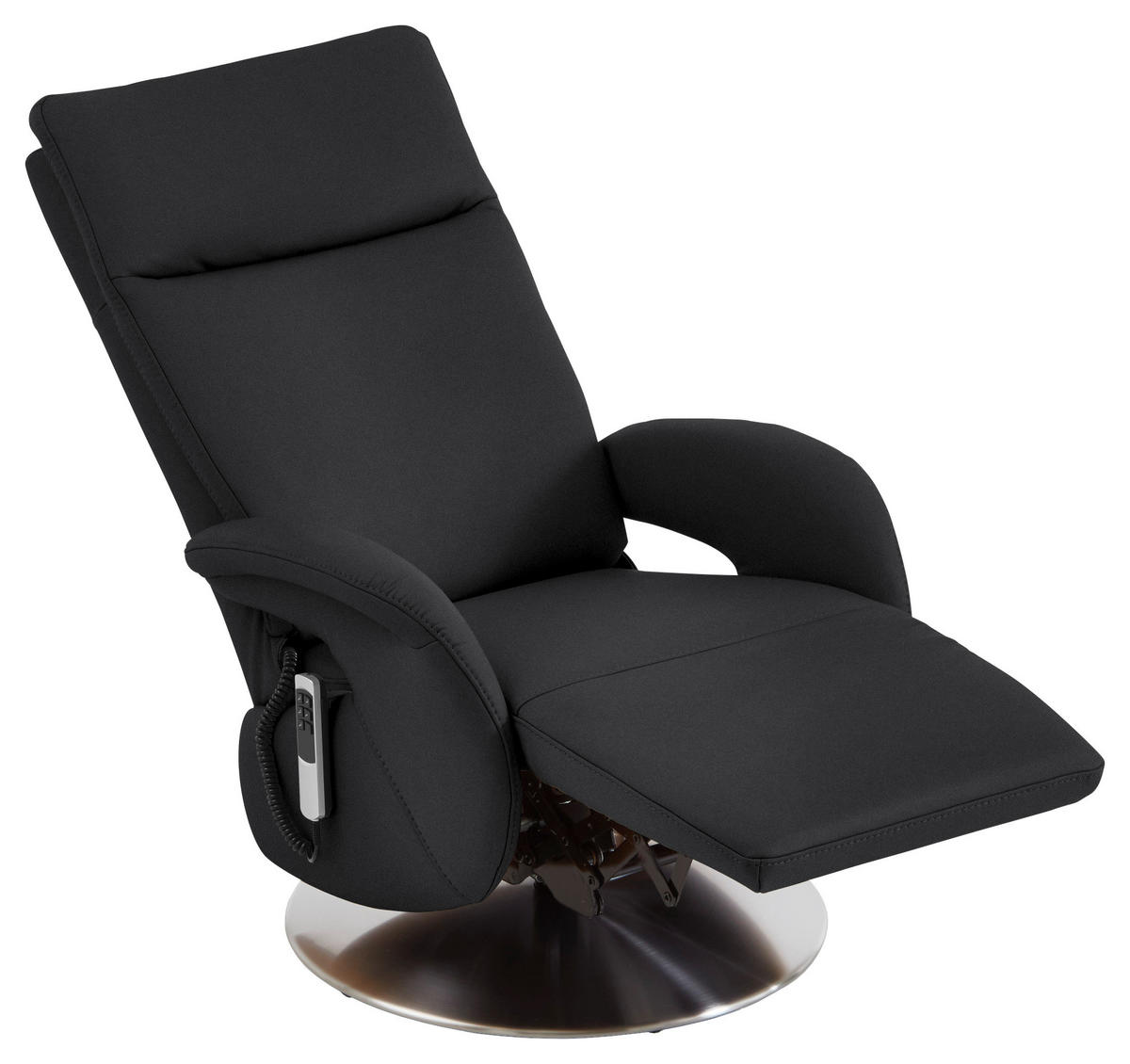 RELAXSESSEL in Leder Schwarz  - Edelstahlfarben/Schwarz, Design, Leder/Metall (70/108/80cm) - Cantus
