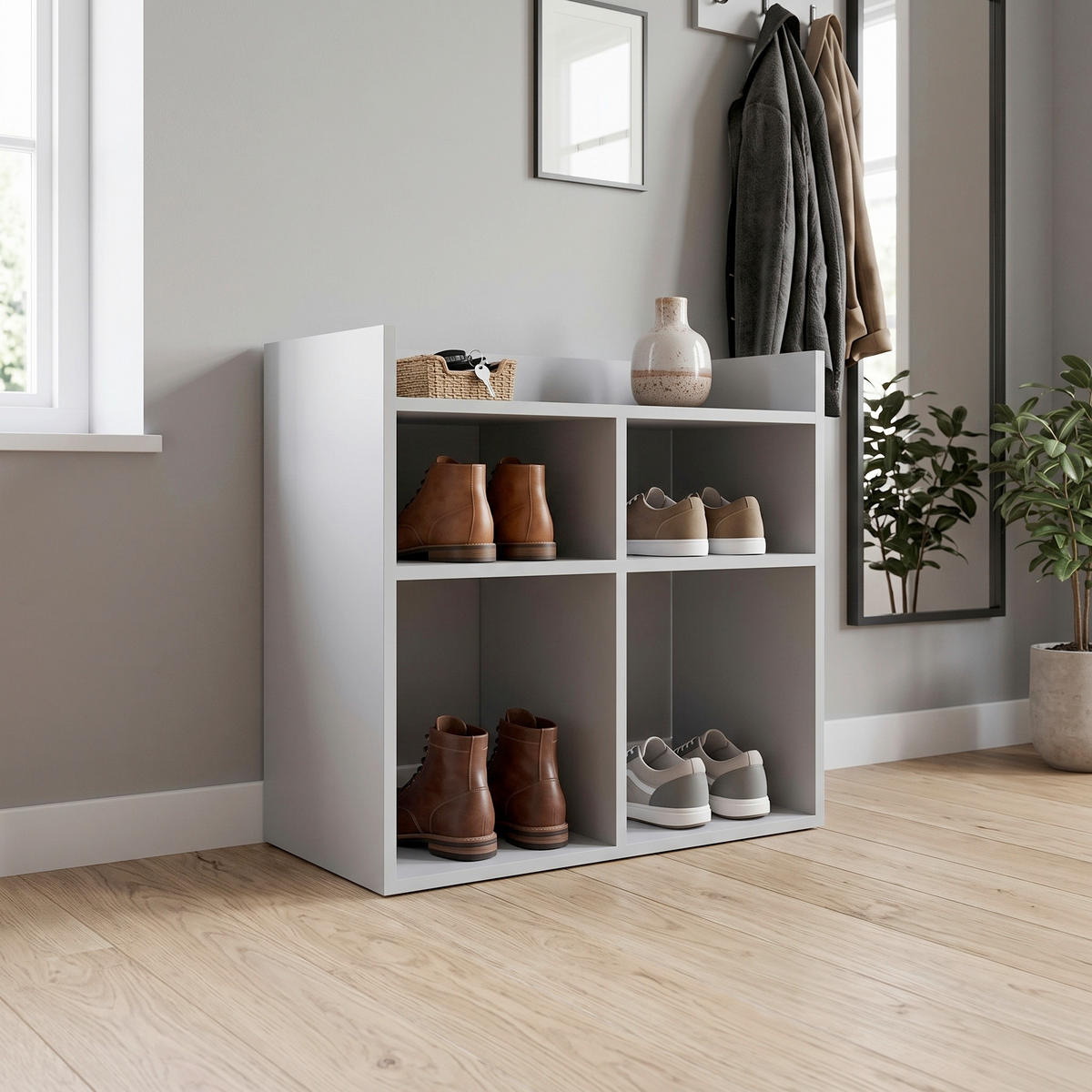 SCHUHREGAL 75,6/72/35,6 cm  - Weiss, Design, Holzwerkstoff (75,6/72/35,6cm) - Livetastic