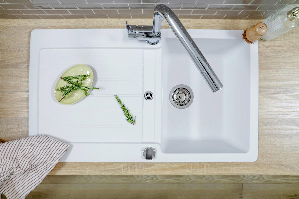 SPÜLE AUSTIN86X50W  - Weiß, Design, Stein (86/21/50cm) - Respekta