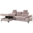 ECKSOFA Rosa Mikrovelours  - Chromfarben/Schwarz, KONVENTIONELL, Kunststoff/Textil (170/270cm) - Carryhome