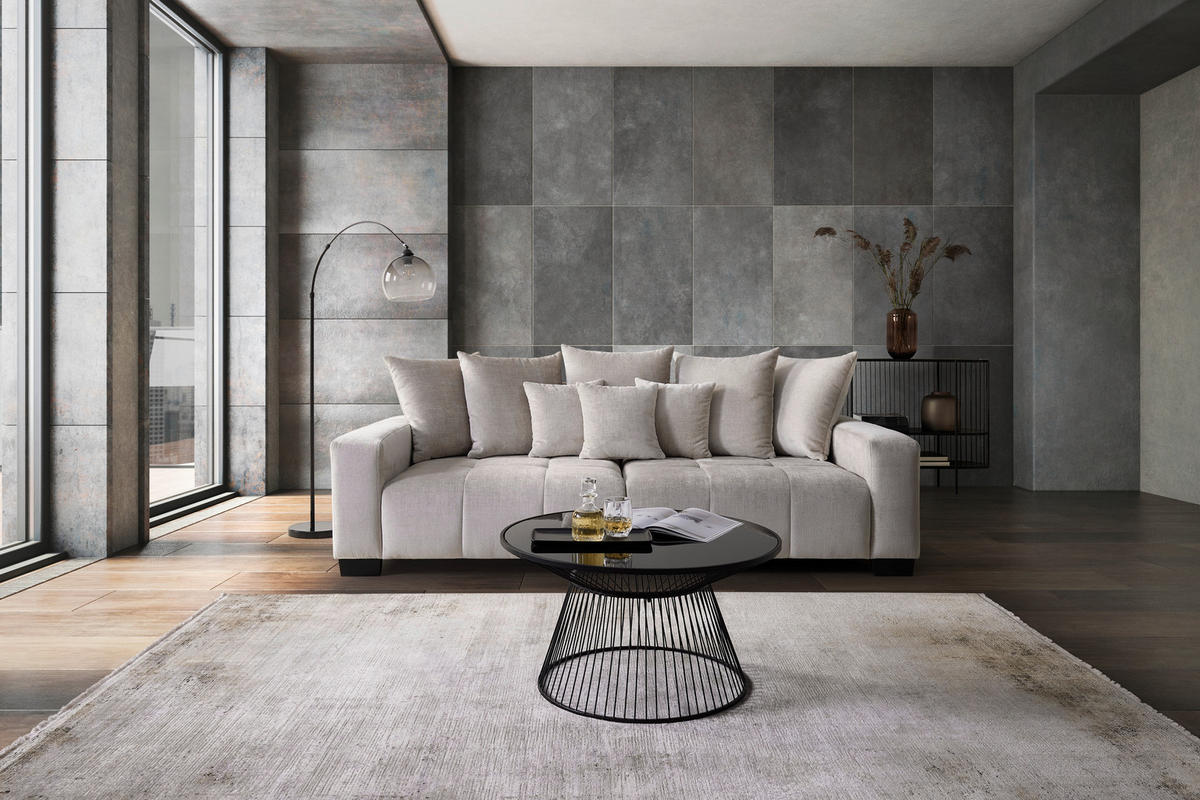 BIG SOFFA i beige  - beige/svart, Modern, trä (246/93/124cm) - MID.YOU