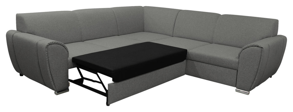 ECKSOFA Grau Flachgewebe  - Silberfarben/Grau, Design, Kunststoff/Textil (266/266cm) - Livetastic