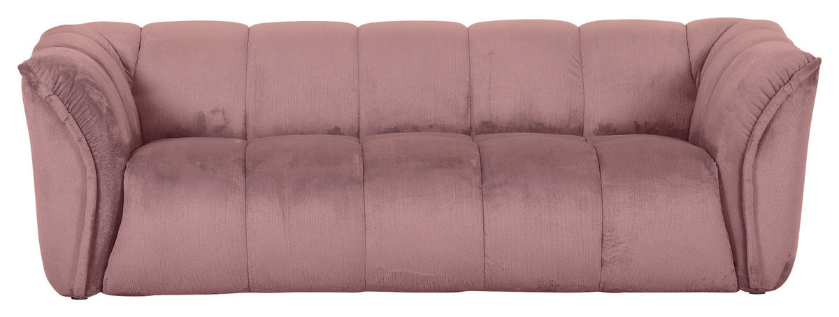 BIGSOFA in Plüsch Rosa  - Schwarz/Rosa, Konventionell, Kunststoff/Textil (220/67/106cm) - MID.YOU