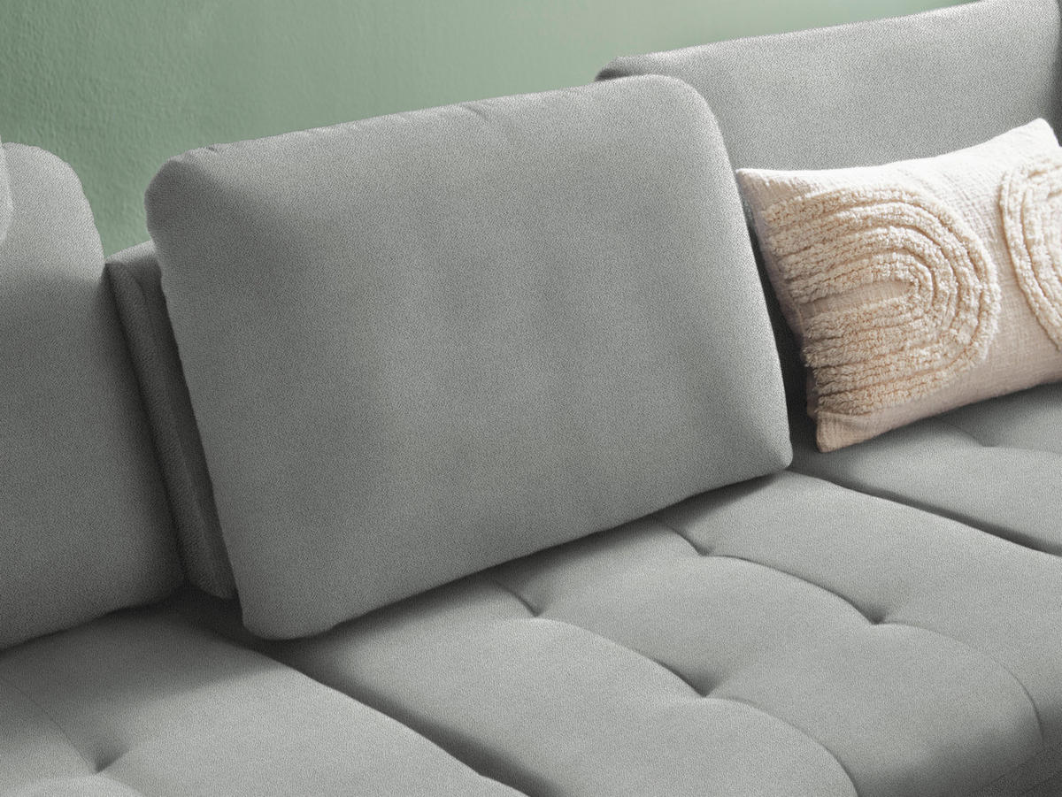 ECKSOFA in Flachgewebe Hellgrau  - Hellgrau/Schwarz, Natur, Textil/Metall (288/233cm) - Valnatura