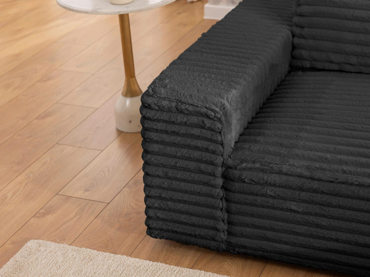 ECKSOFA Curduroy in Cord Anthrazit Rückenkissen  251/142 cm  - Anthrazit/Schwarz, Design, Kunststoff/Textil (251/142cm) - P & B