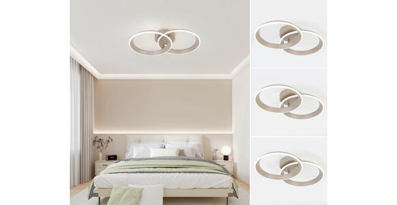 LED-DECKENLEUCHTE Velora 53,5/33/9,3 cm  - Sandfarben, Design, Kunststoff/Metall (53,5/33/9,3cm) - Dieter Knoll