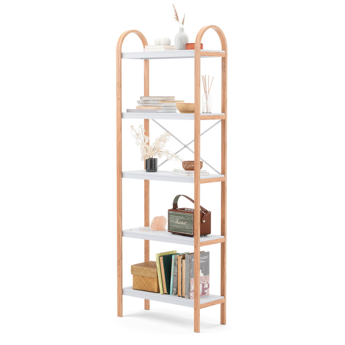 REGAL 61/170/26 cm naravne barve, bela  - barva oreha/bela, Basics, les (61/170/26cm) - Umbra
