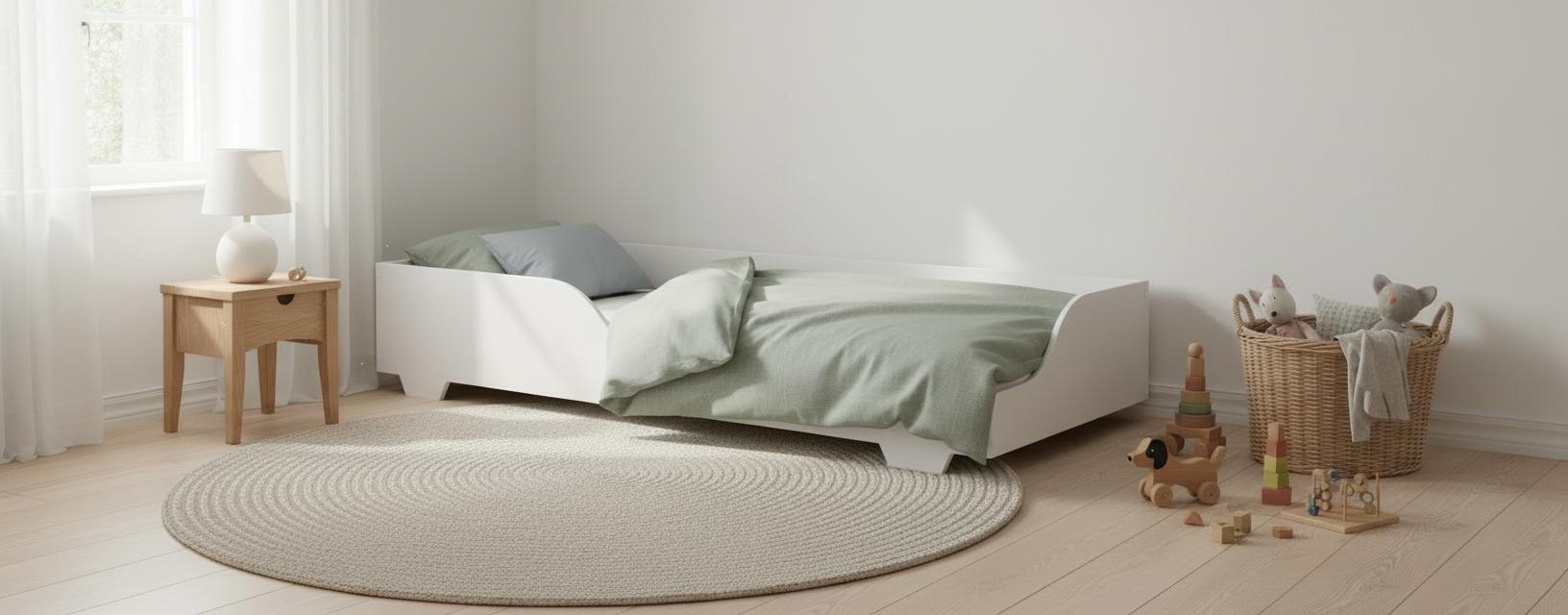 BODENBETT 90/200 cm,  in Weiß  - Weiß, MODERN, Holz (90/200cm) - MID.YOU