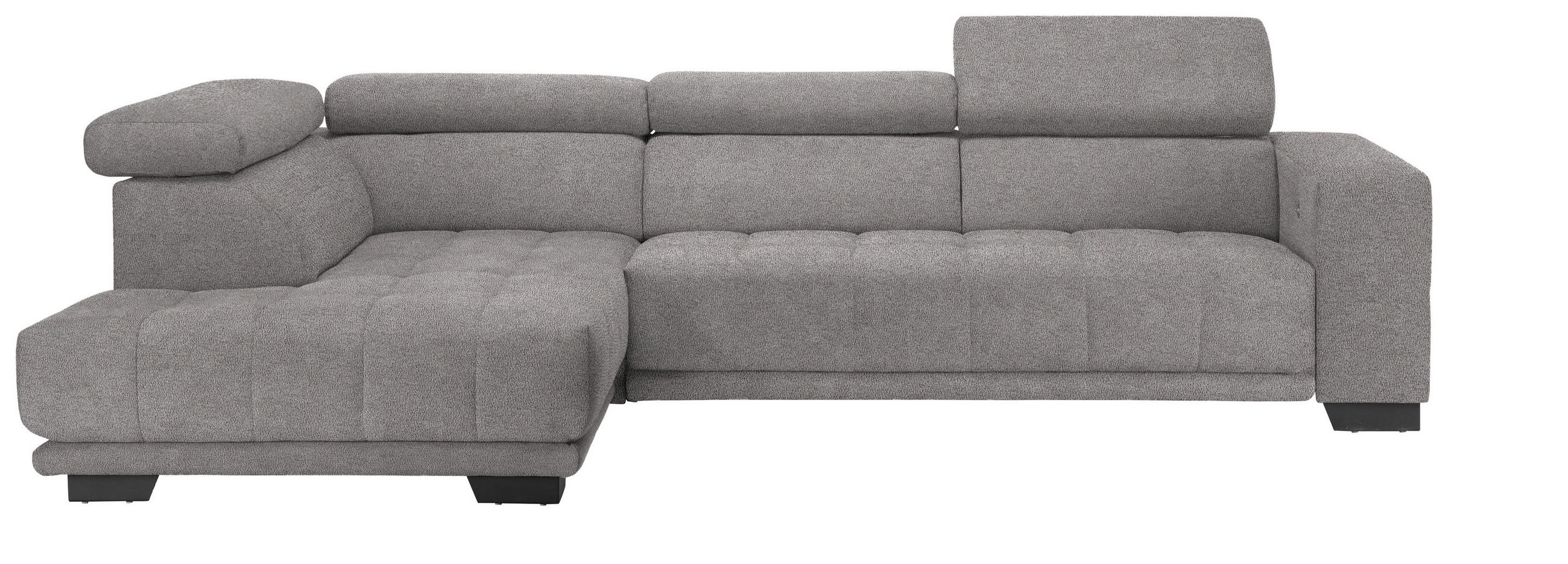 ECKSOFA in Mikrofaser Hellgrau  - Hellgrau/Schwarz, Design, Textil/Metall (207/301cm) - Xora