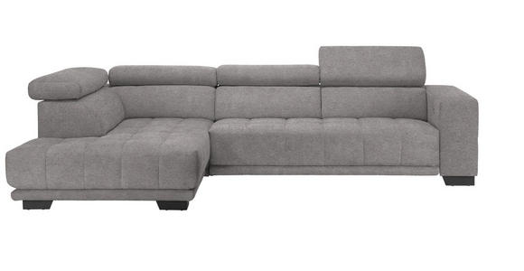 ECKSOFA in Mikrofaser Hellgrau  - Hellgrau/Schwarz, Design, Textil/Metall (207/301cm) - Xora