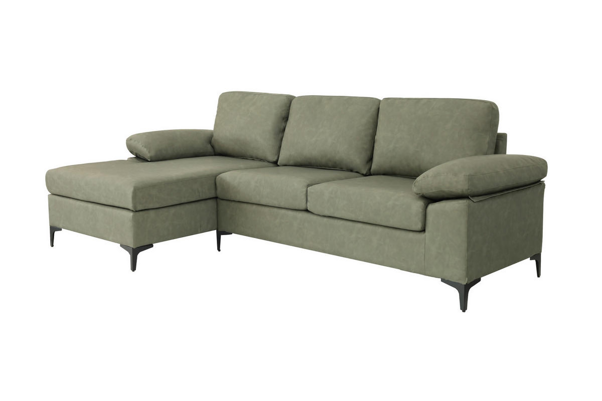 ECKSOFA in Lederlook Grün  - Schwarz/Grün, Konventionell, Kunststoff/Textil (135/262cm) - MID.YOU