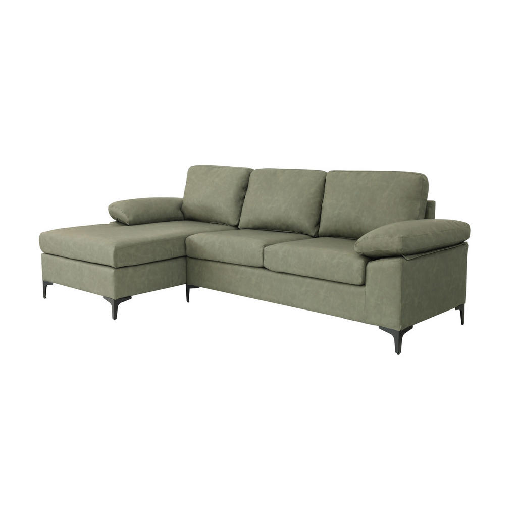 Thumbnail - Mid.you Ecksofa, Grün, Textil, 3-Sitzer, Füllung: Schaumstoff, Ottomane links, L-Form, 262x135 cm, Wohnzimmer, Sofas & C...