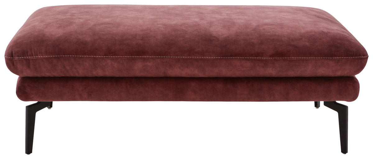 3-SITZER-SOFA in Velours Dunkelrot  - Beige/Schwarz, Design, Textil/Metall (222/89/104cm) - Dieter Knoll