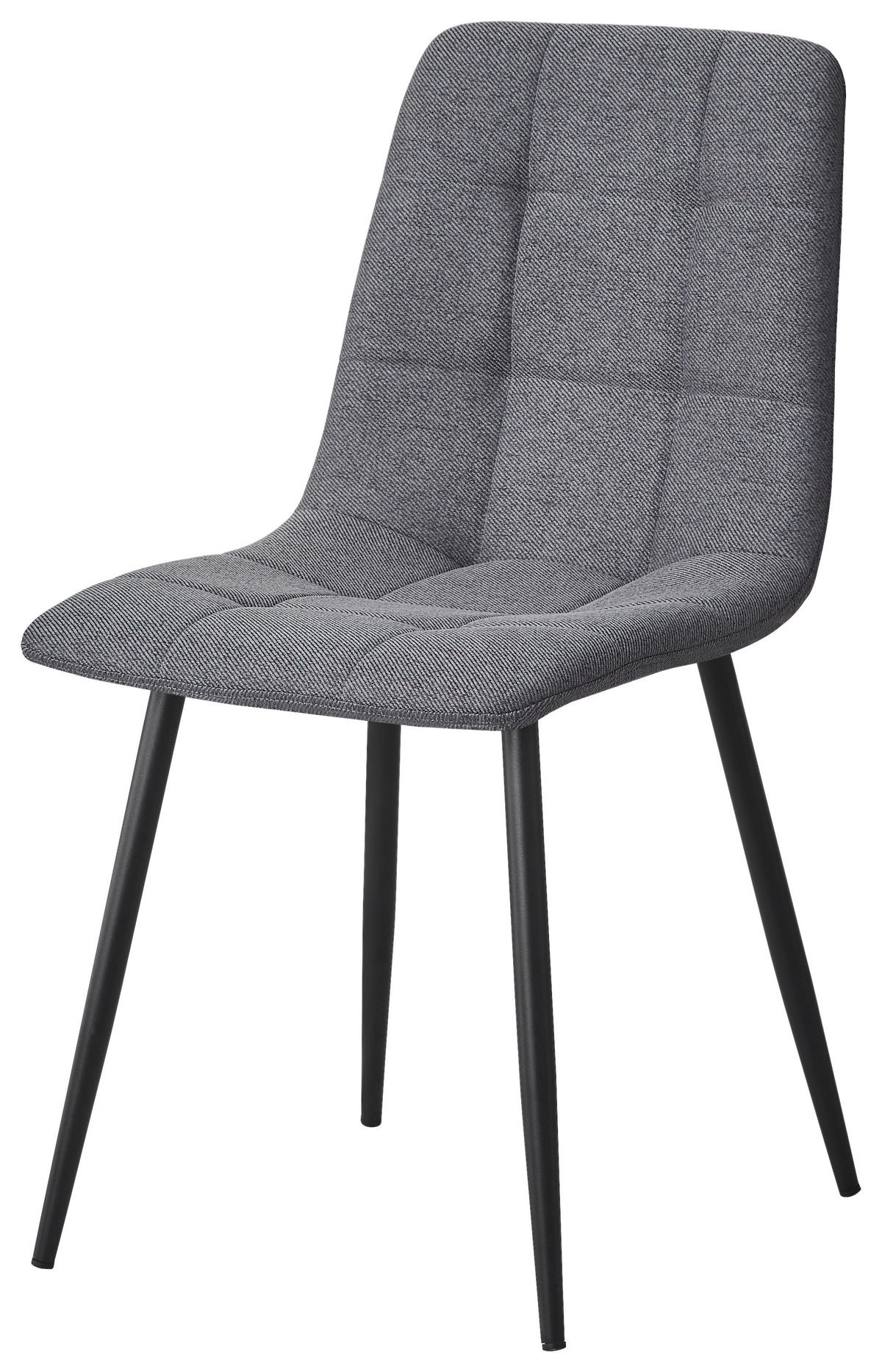 STUHL Webstoff Grau, Schwarz  - Schwarz/Grau, Design, Textil/Metall (45/86.5/55cm) - Stylife