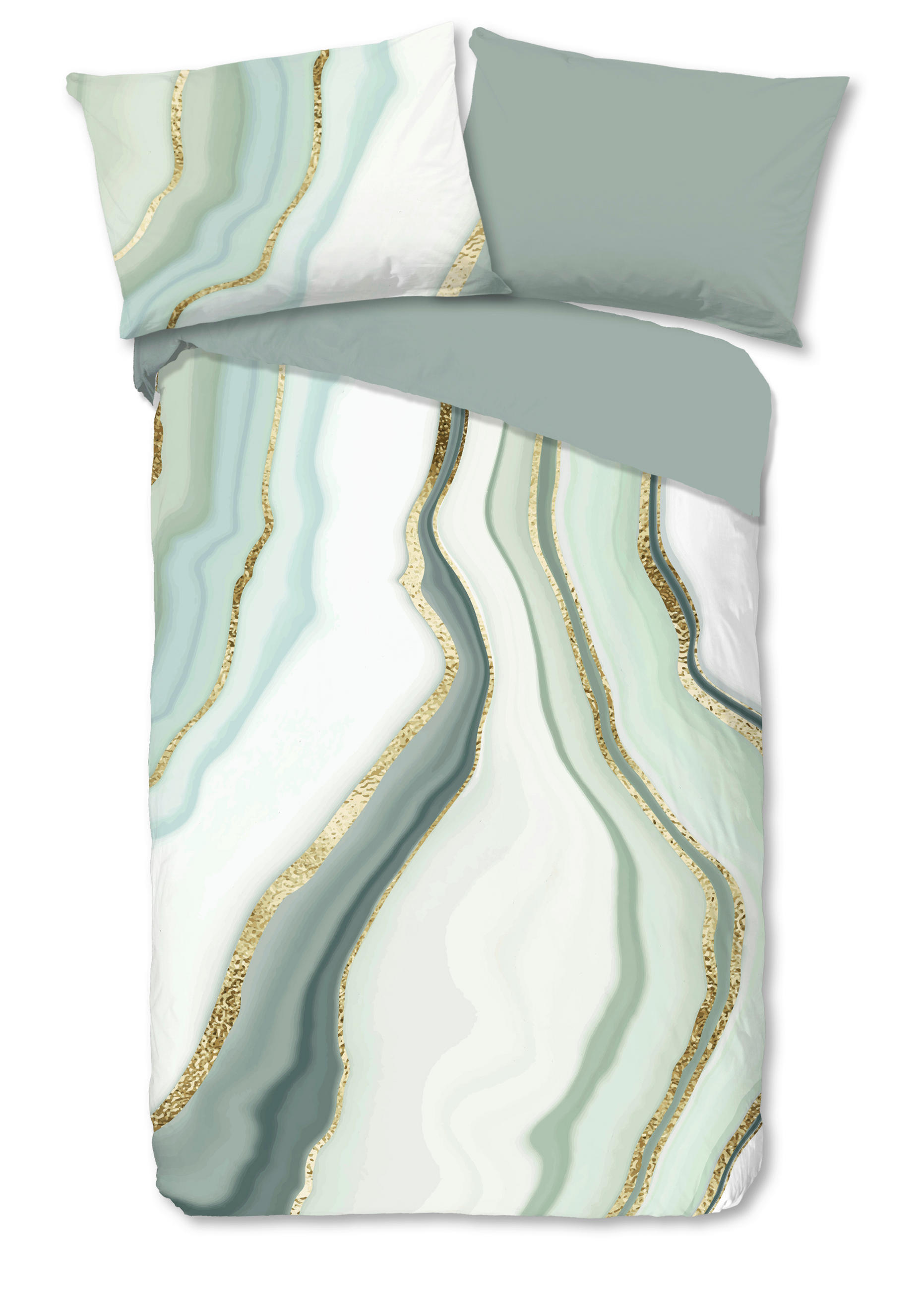 WENDEBETTWÄSCHE Good Morning Renforcé 140/200 cm  - Salbeigrün/Grün, Basics, Textil (140/200cm)