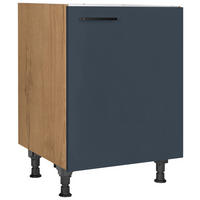 SPÜLENUNTERSCHRANK 60/57/56 cm  in Blau, Eichefarben  - Blau/Eichefarben, MODERN, Holzwerkstoff/Metall (60/57/56cm) - Nobilia