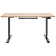 SCHREIBTISCH 160/80/76-128 cm  in Eichefarben  - Eichefarben/Schwarz, KONVENTIONELL, Holz/Metall (160/80/76-128cm) - Linea Natura