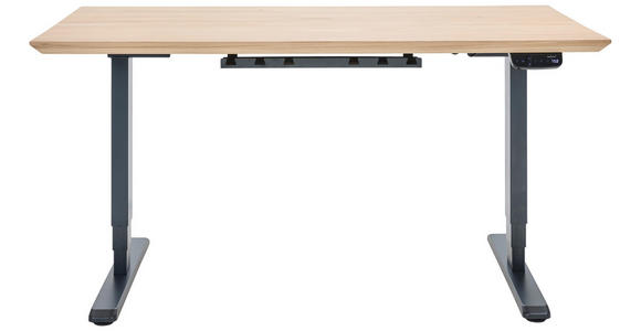 SCHREIBTISCH 160/80/76-128 cm  in Eichefarben  - Eichefarben/Schwarz, KONVENTIONELL, Holz/Metall (160/80/76-128cm) - Linea Natura