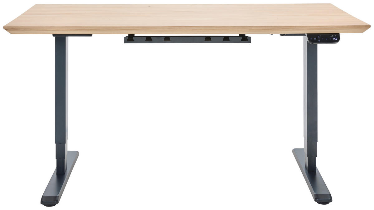 SCHREIBTISCH 160/80/76-128 cm  in Eichefarben  - Eichefarben/Schwarz, KONVENTIONELL, Holz/Metall (160/80/76-128cm) - Linea Natura