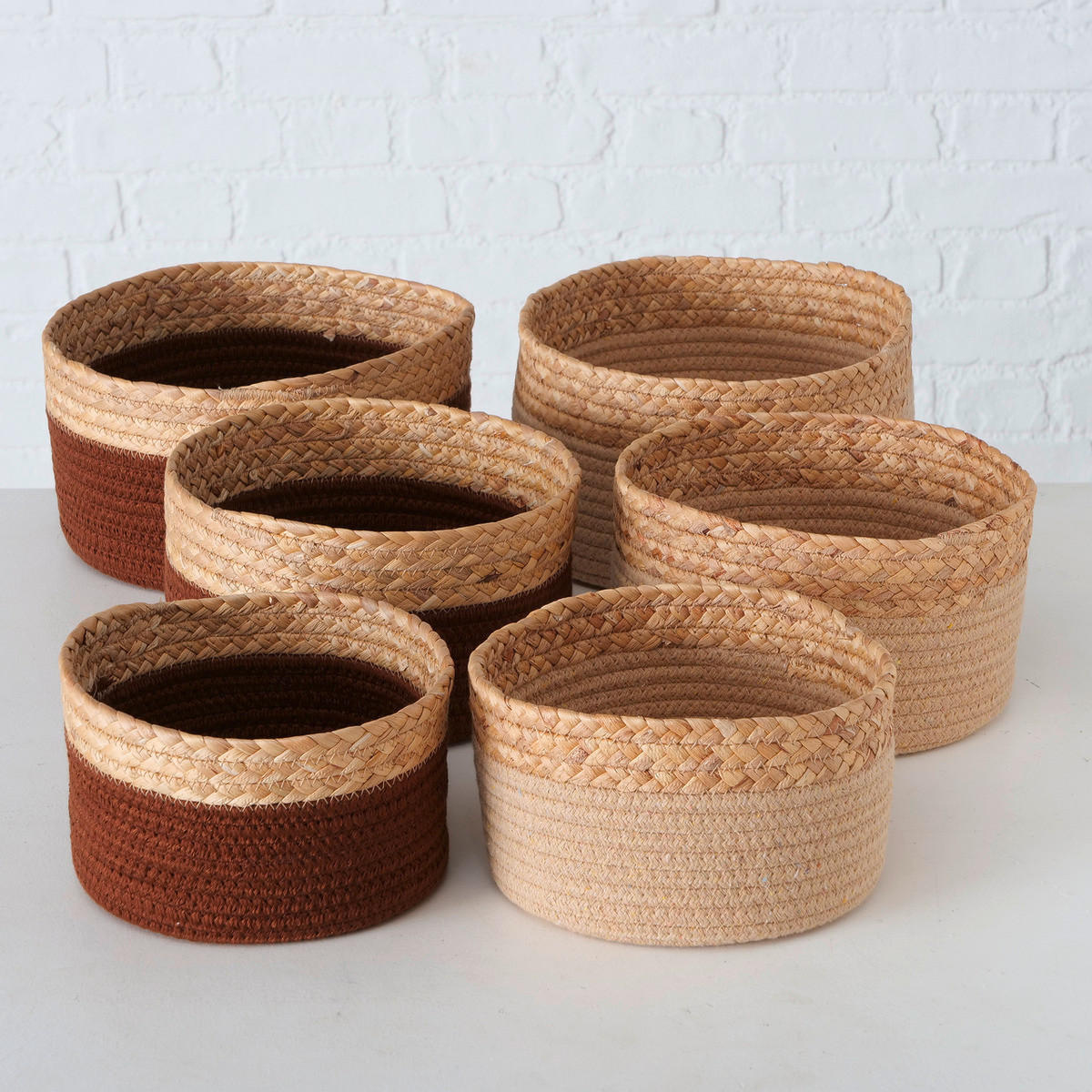 FÖRVARINGSKORG   - beige/brun, Klassisk, textil/naturmaterial (26/14cm)