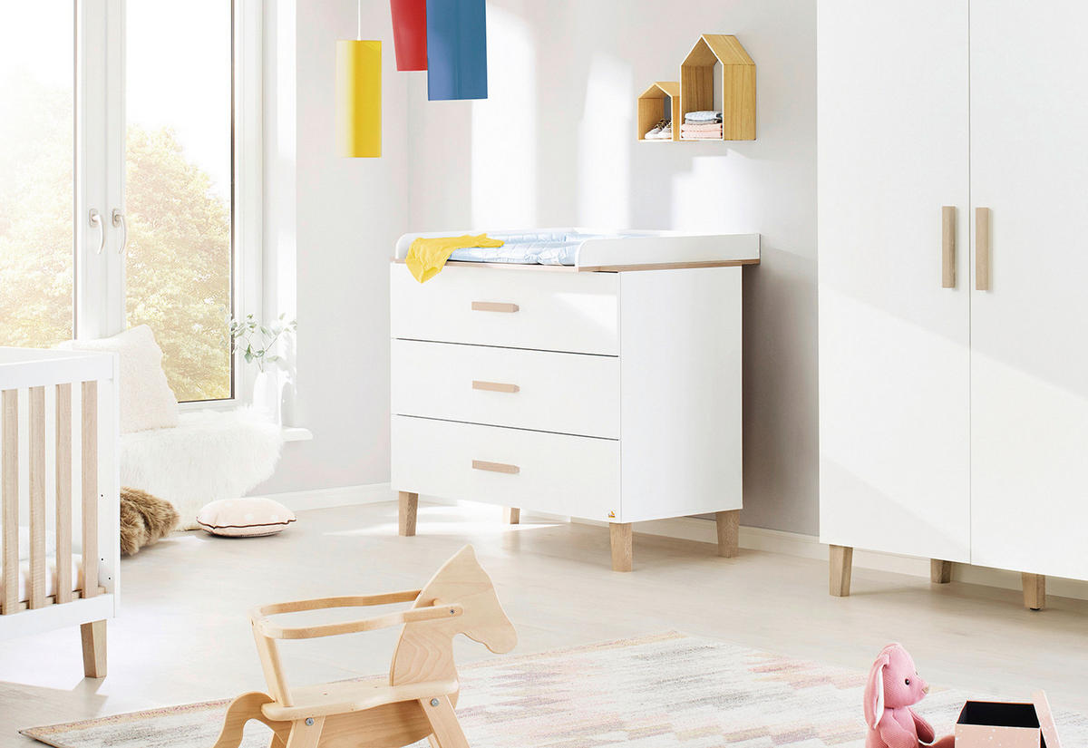WICKELKOMMODE LUMI 110/101/56-77 cm  - Eichefarben/Weiß, Design, Holz/Holzwerkstoff (110/101/56-77cm) - Pinolino