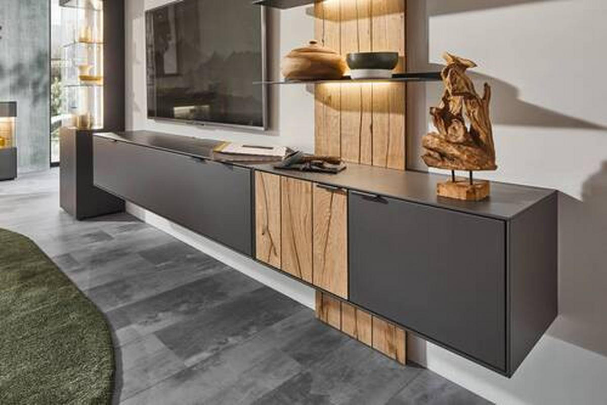 WOHNWAND  in Graphitfarben, Eichefarben  273,8/205,5/37,1 cm  - Eichefarben/Anthrazit, Design, Holz/Holzwerkstoff (273,8/205,5/37,1cm) - Dieter Knoll