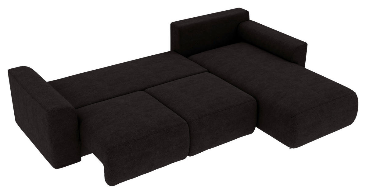 ECKSOFA Dunkelbraun Lederlook Zierkissen, Rückenkissen, Bettkasten, Schlaffunktion, Rücken echt, Liegefläche im Originalstoff  - Chromfarben/Dunkelbraun, KONVENTIONELL, Kunststoff/Textil (293/195cm) - Carryhome