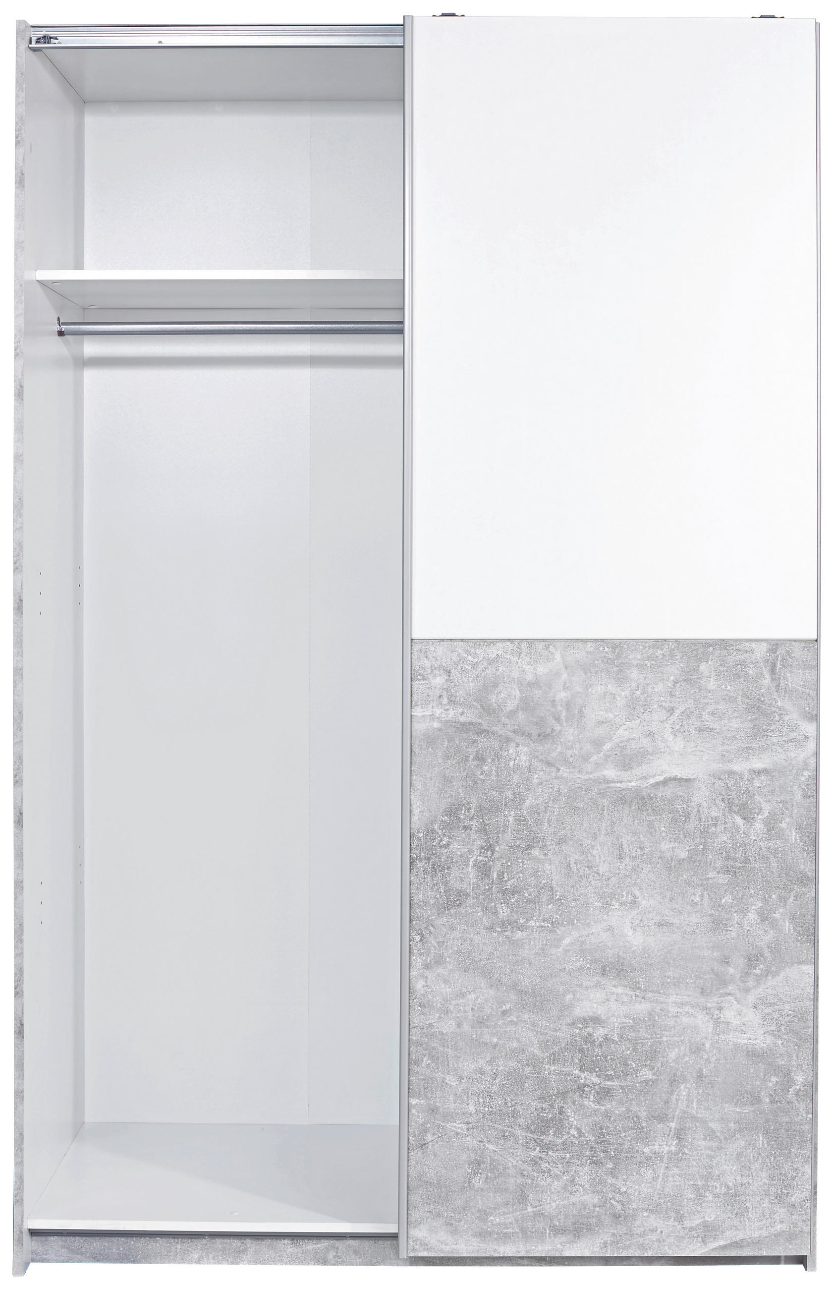 SCHIEBETÜRENSCHRANK 125/196/62 cm 2-türig Grau, Weiß  - Eichefarben/Alufarben, MODERN, Holzwerkstoff/Metall (125/196/62cm) - P & B