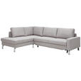 ECKSOFA Hellgrau Flachgewebe  - Chromfarben/Hellgrau, Design, Textil/Metall (200/276cm) - Hom`in