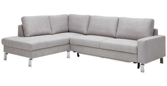 ECKSOFA Hellgrau Flachgewebe  - Chromfarben/Hellgrau, Design, Textil/Metall (200/276cm) - Hom`in