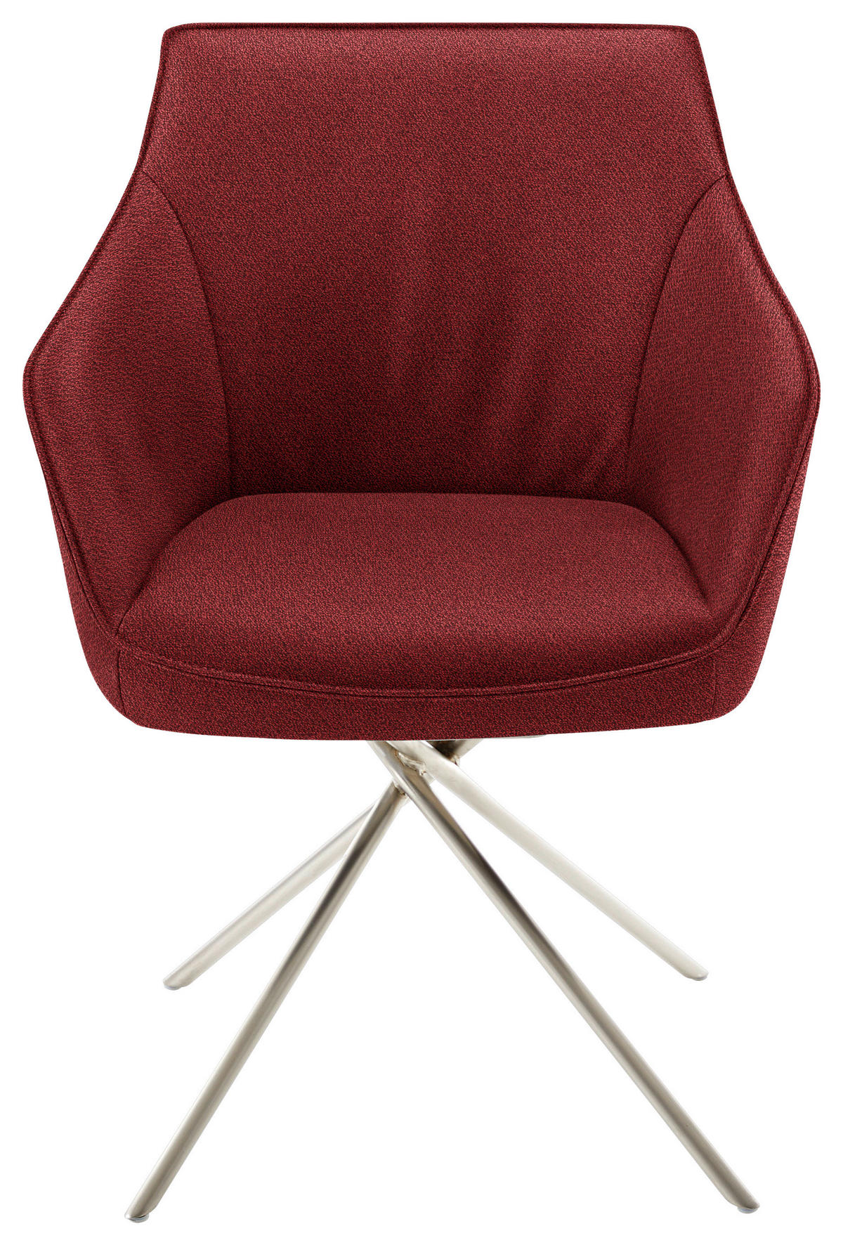ARMLEHNSTUHL  in Nickel Flachgewebe  - Edelstahlfarben/Rot, Design, Textil/Metall (60/84/67cm) - Koinor