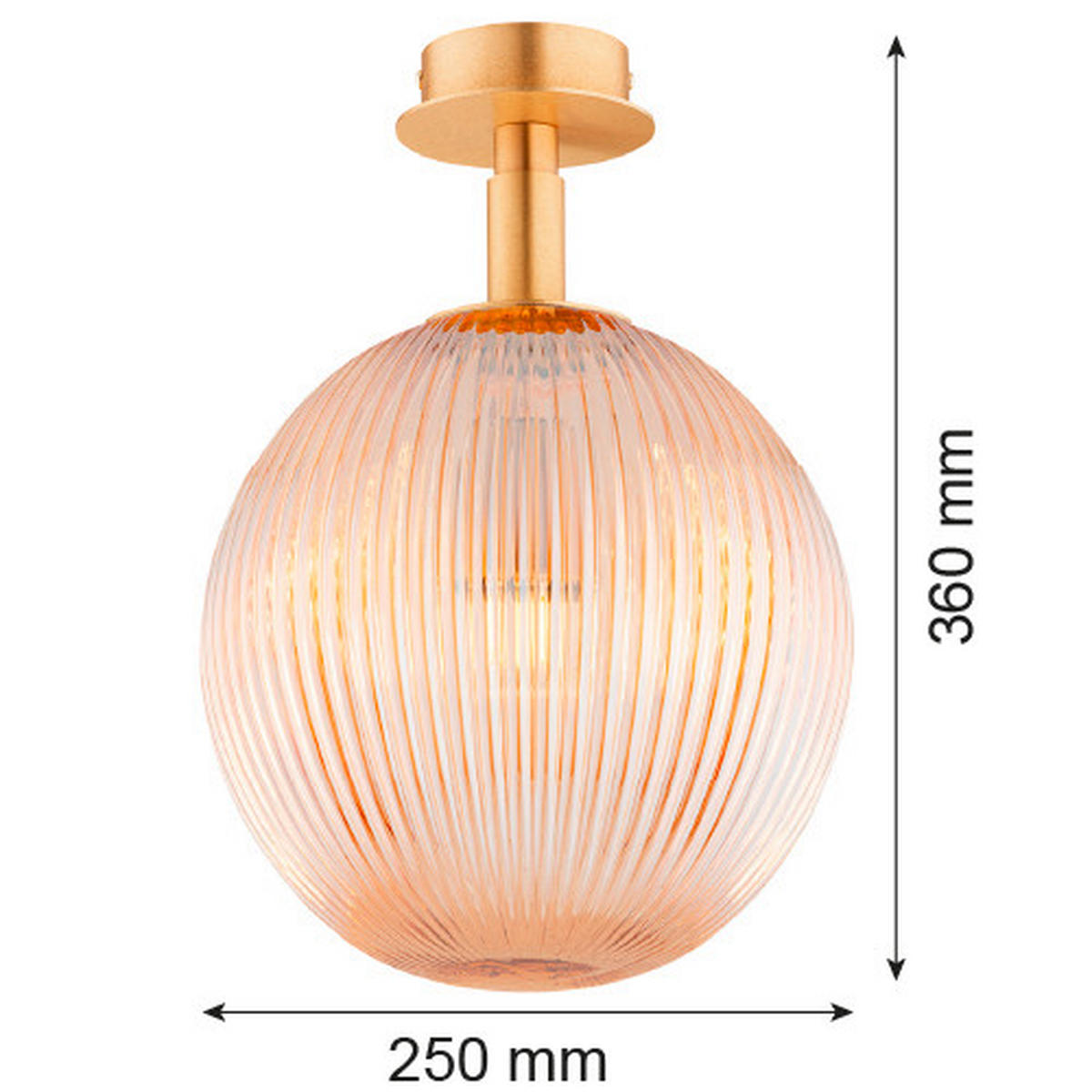 DECKENLEUCHTE PALOMA 36/25/25 cm   - Messingfarben/Honig, KONVENTIONELL, Glas/Metall (36/25/25cm)
