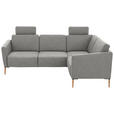 ECKSOFA  in Flachgewebe Hellgrau  238/186 cm  - Eichefarben/Hellgrau, Design, Holz/Textil (238/186cm) - Valnatura