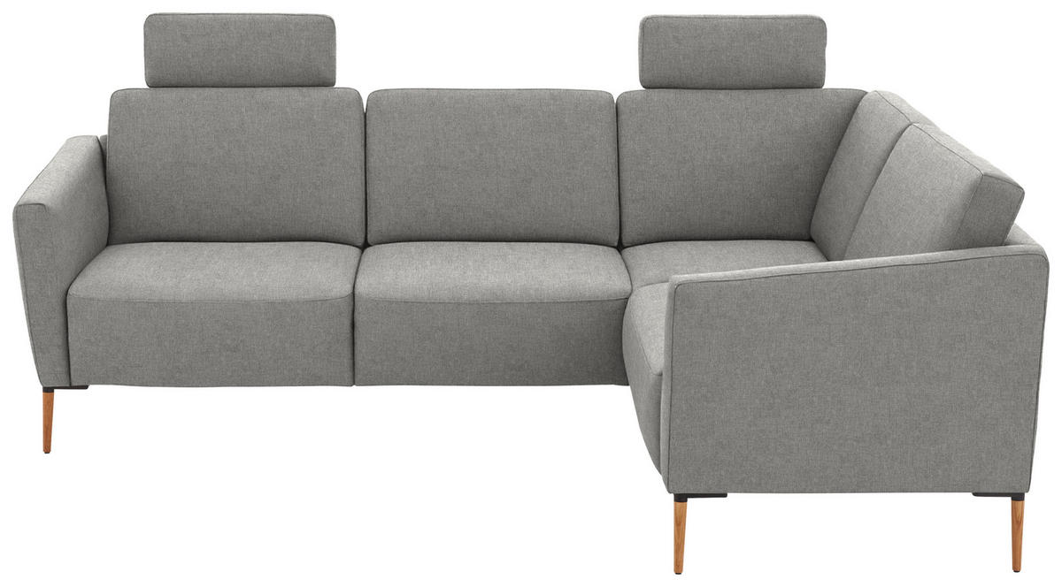 ECKSOFA  in Flachgewebe Hellgrau  238/186 cm  - Eichefarben/Hellgrau, Design, Holz/Textil (238/186cm) - Valnatura