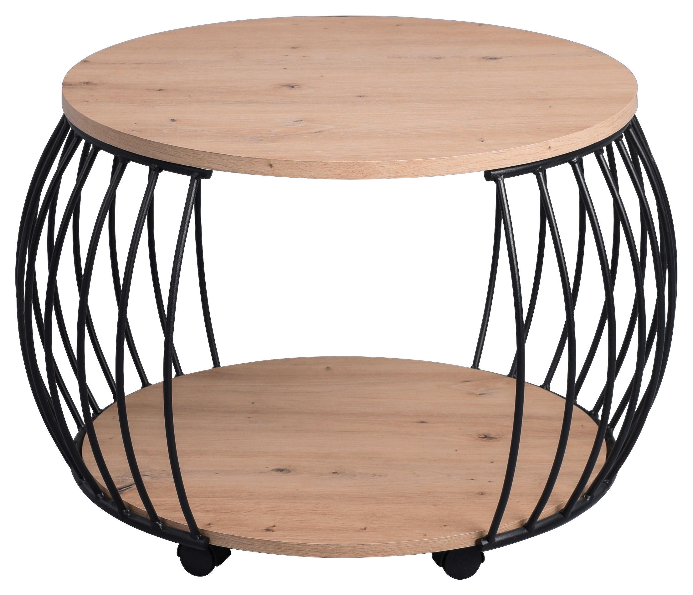 COUCHTISCH Couchtisch 72/72/47 cm rund Schwarz, Eiche Artisan  - Schwarz/Eiche Artisan, KONVENTIONELL, Holzwerkstoff/Metall (72/72/47cm) - Livetastic