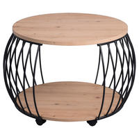 COUCHTISCH in Metall, Holzwerkstoff 72/72/47 cm  - Schwarz/Eiche Artisan, KONVENTIONELL, Holzwerkstoff/Metall (72/72/47cm) - Livetastic