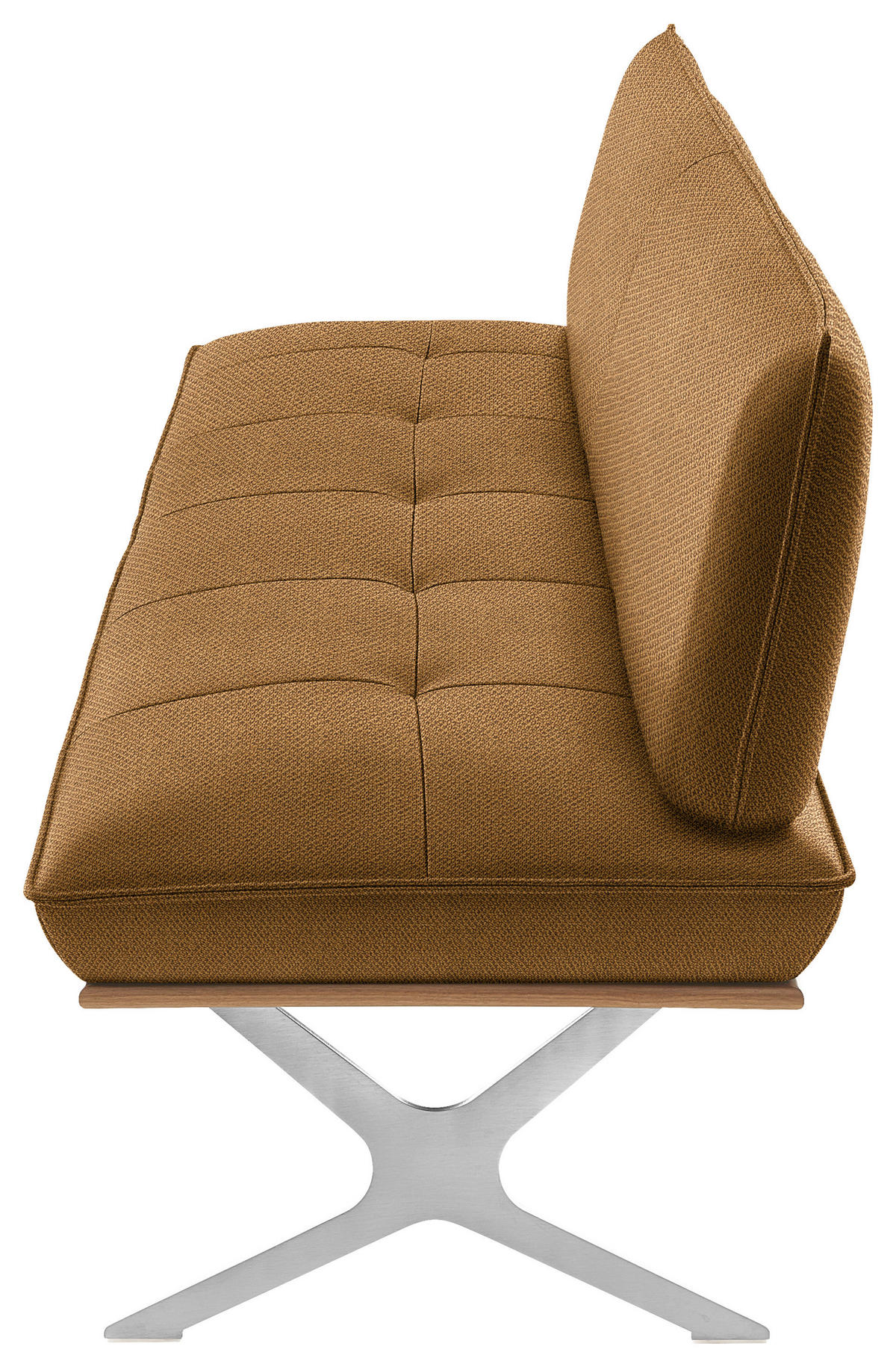 SITZBANK in Holz, Textil Nussbaumfarben, Nickelfarben, Currygelb  - Currygelb/Edelstahlfarben, Design, Holz/Textil (214/88/66cm) - Koinor