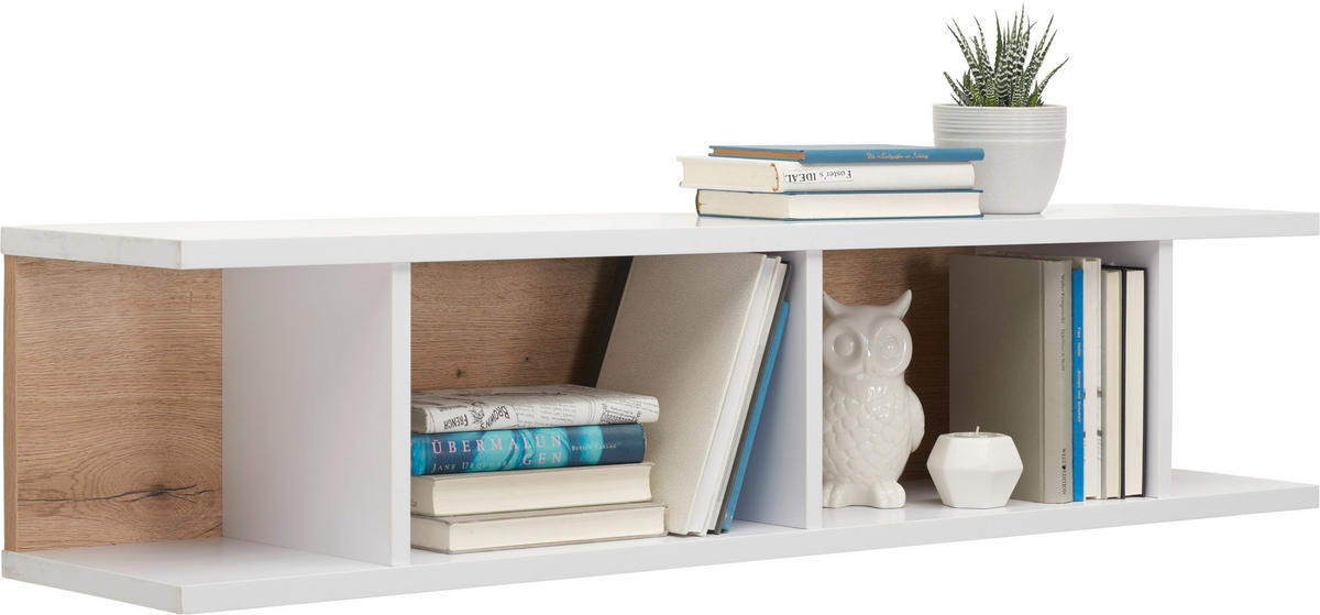 WANDBOARD in 125/28/27 cm Weiß, Eichefarben  - Eichefarben/Weiß, Design, Holzwerkstoff (125/28/27cm) - Hom`in