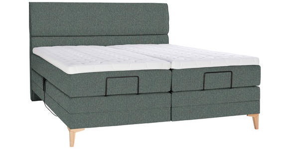 BOXSPRINGBETT 180/200 cm  in Grün  - Eichefarben/Grün, KONVENTIONELL, Holz/Textil (180/200cm) - Voleo