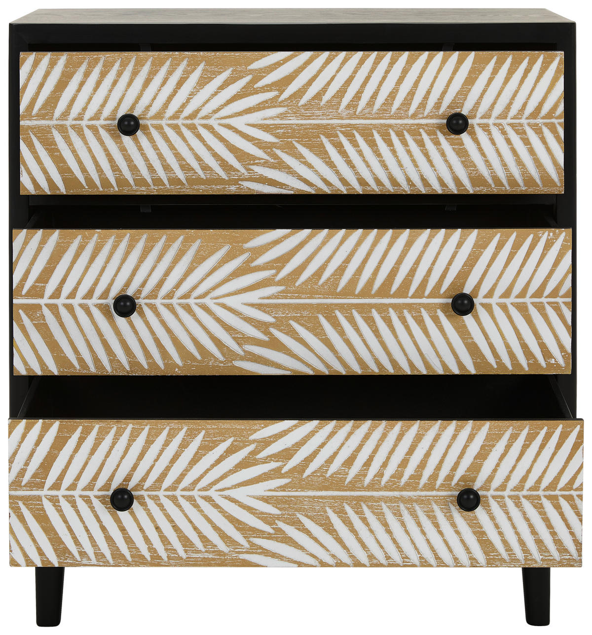 KOMMODE  in 80/85/35 cm  - Schwarz/Naturfarben, KONVENTIONELL, Holz/Holzwerkstoff (80/85/35cm) - Livetastic