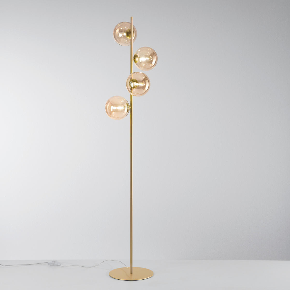 STEHLEUCHTE 34,5/28/160 cm    - Champagner/Goldfarben, KONVENTIONELL, Glas/Metall (34,5/28/160cm)