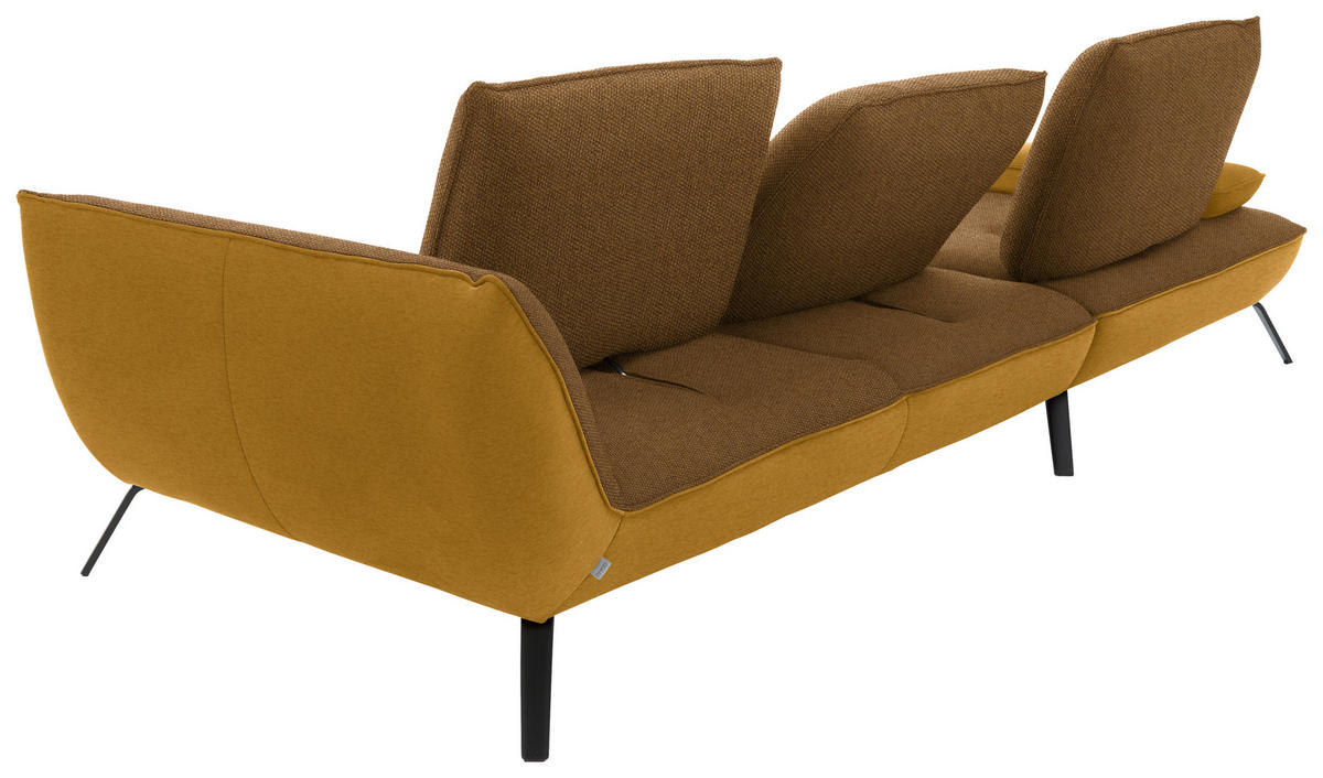 ECKSOFA  in Flachgewebe Goldfarben  191/301 cm  - Goldfarben/Schwarz, Design, Textil/Metall (191/301cm) - Moderano