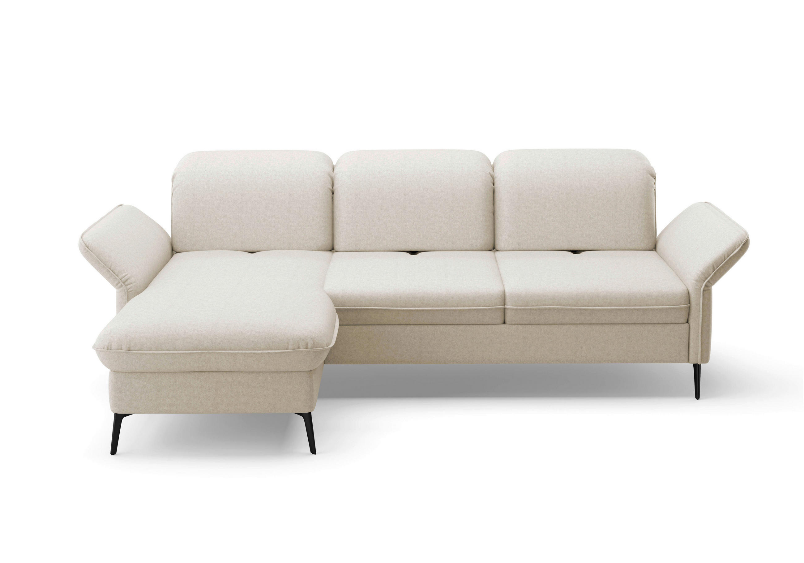 ECKSOFA in Flachgewebe Creme  - Creme/Schwarz, Konventionell, Textil/Metall (198/264cm) - Sit & More