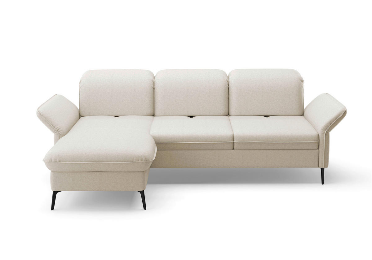 ECKSOFA in Flachgewebe Creme  - Creme/Schwarz, Konventionell, Textil/Metall (198/264cm) - Sit & More