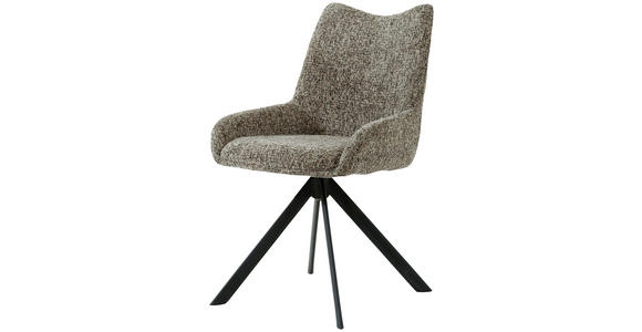 STUHL in Eisen Chenille Metall, Textil - Schwarz/Braun, Design, Textil/Metall (55/89/61cm) - Ambia Home
