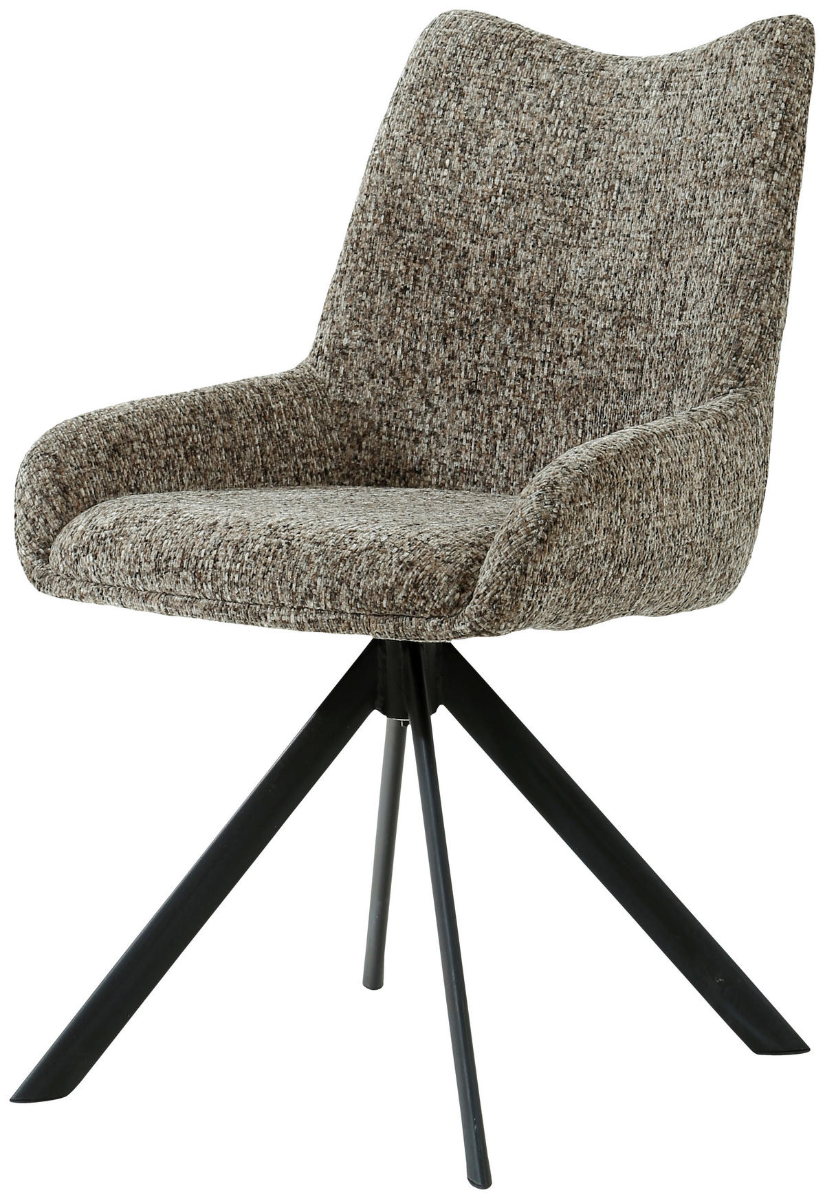 STUHL  in Eisen Chenille Metall, Textil  - Schwarz/Braun, Design, Textil/Metall (55/89/61cm) - Ambia Home
