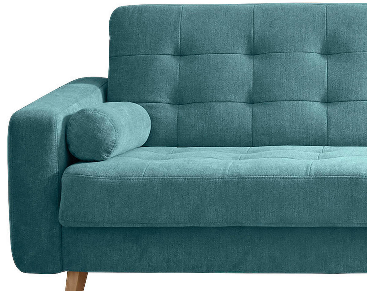 SCHLAFSOFA in Mikrovelours Grün  - Schlammfarben/Eichefarben, Modern, Holz/Holzwerkstoff (222/86/90cm) - MID.YOU