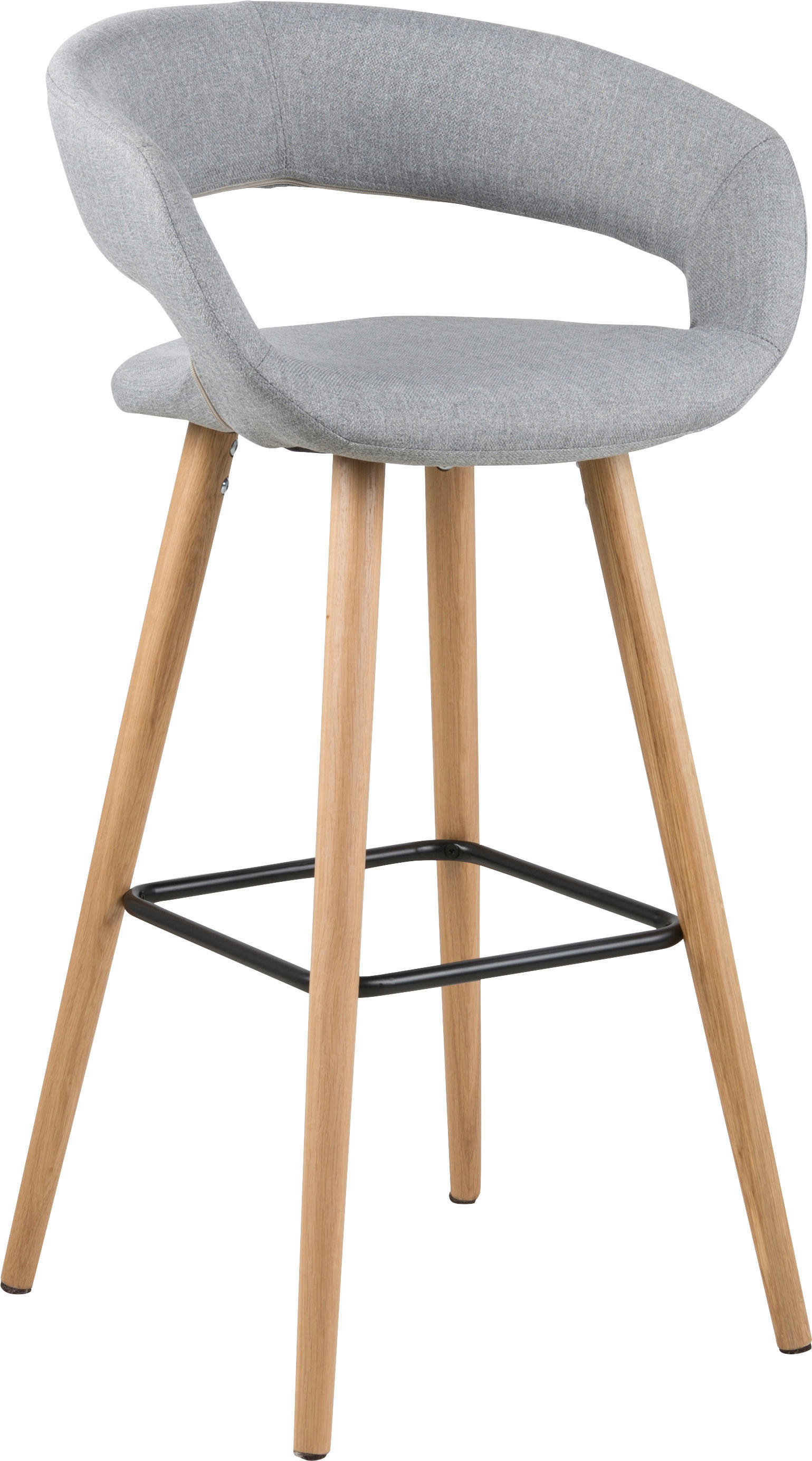 BARHOCKER Flachgewebe Hellgrau  - Eichefarben/Hellgrau, Design, Holz/Textil (55/89/46cm) - Carryhome